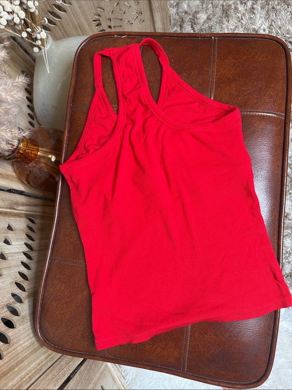 Amazon Red Racerback V-Neck Tank Top - Picture 3 of 5